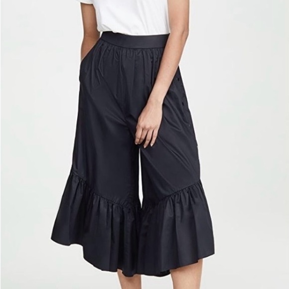 NWT Tibi Size 4 Cotton Poplin Tech Flare Culotte Pant w Ruffle & side snap - Picture 6 of 9